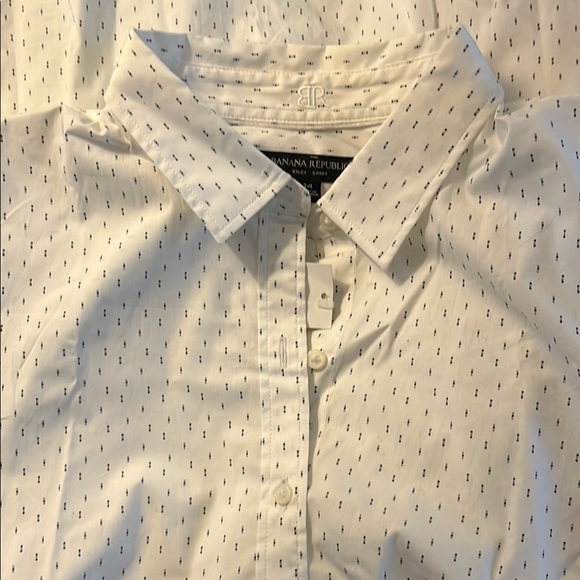 Banana Republic White Patterned Riley Shirt Size 14 NWT - Picture 6 of 11
